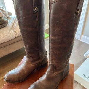 Frye Melissa Button Brown Leather Riding Boots - Size 8 1/2